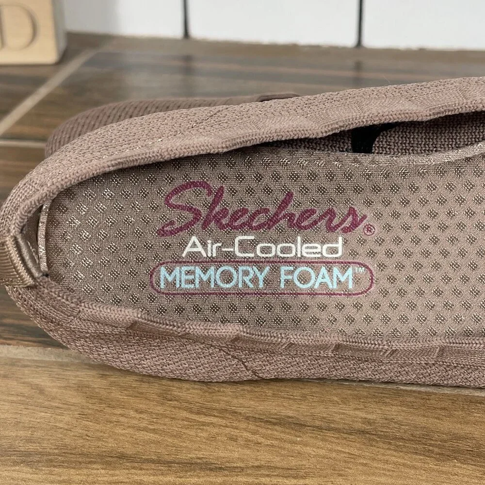Skechers Cleo 2.0 Love Spell Shoes Womens Size 7 Mocha Stretch Fit Ballet Flats